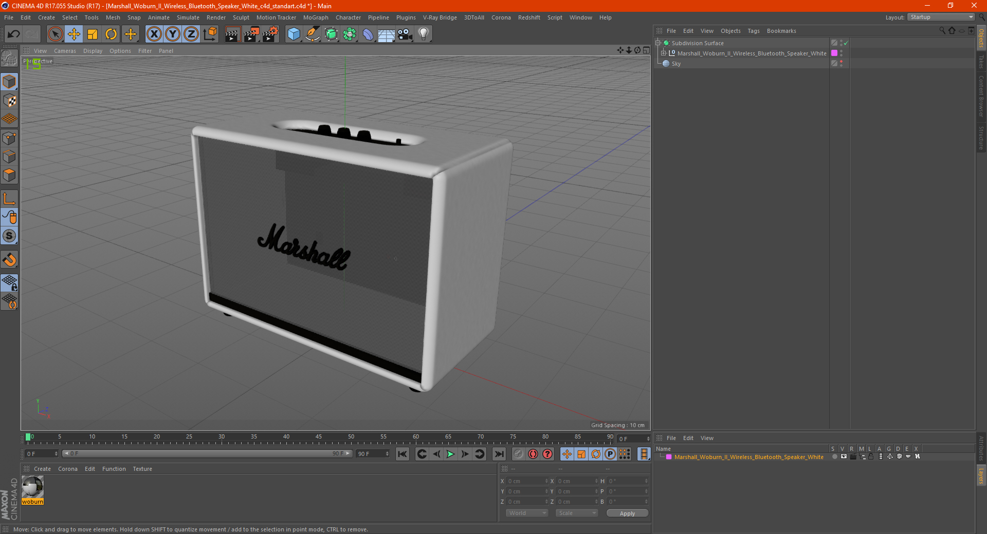 3D Marshall Woburn II Wireless Bluetooth Speaker White