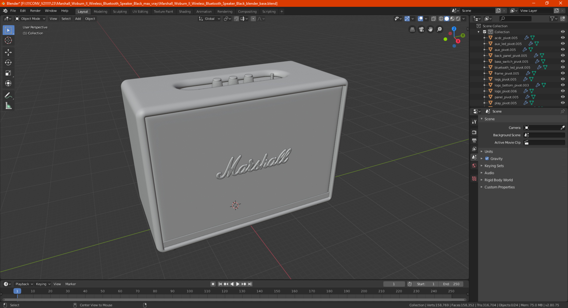 3D Marshall Woburn II Wireless Bluetooth Speaker White