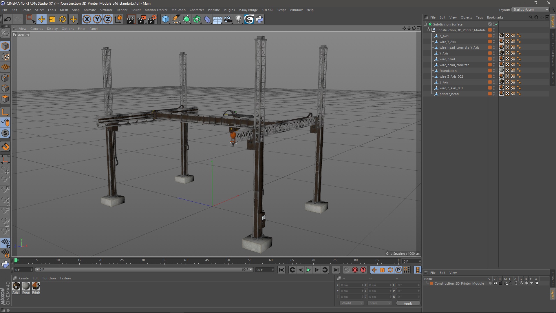 3D model Construction 3D Printer Module