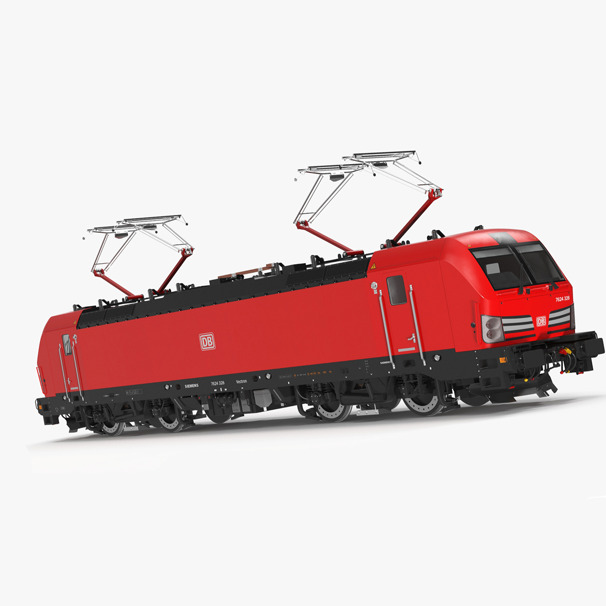 3D Red Siemens Vectron Locomotive Rigged for Maya
