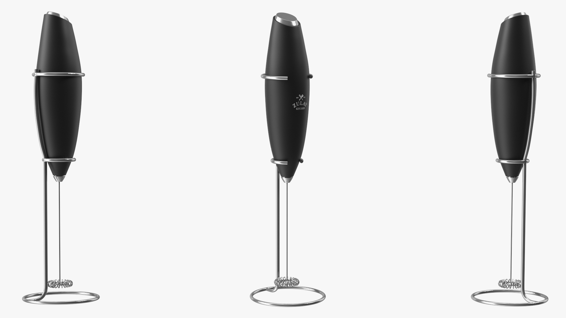 Milk Handheld Mixer Zulay Black with Stand 3D