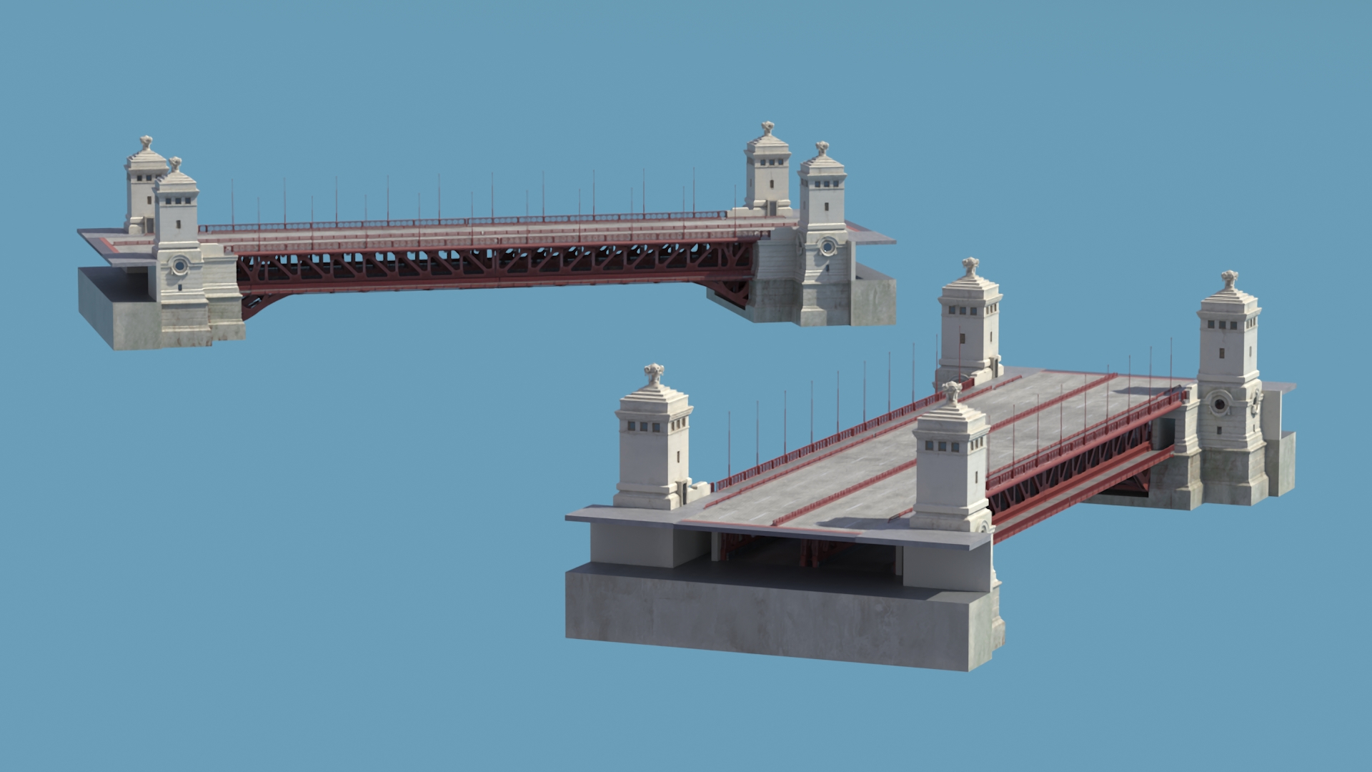 3D Chicago Drawbridge Lowered