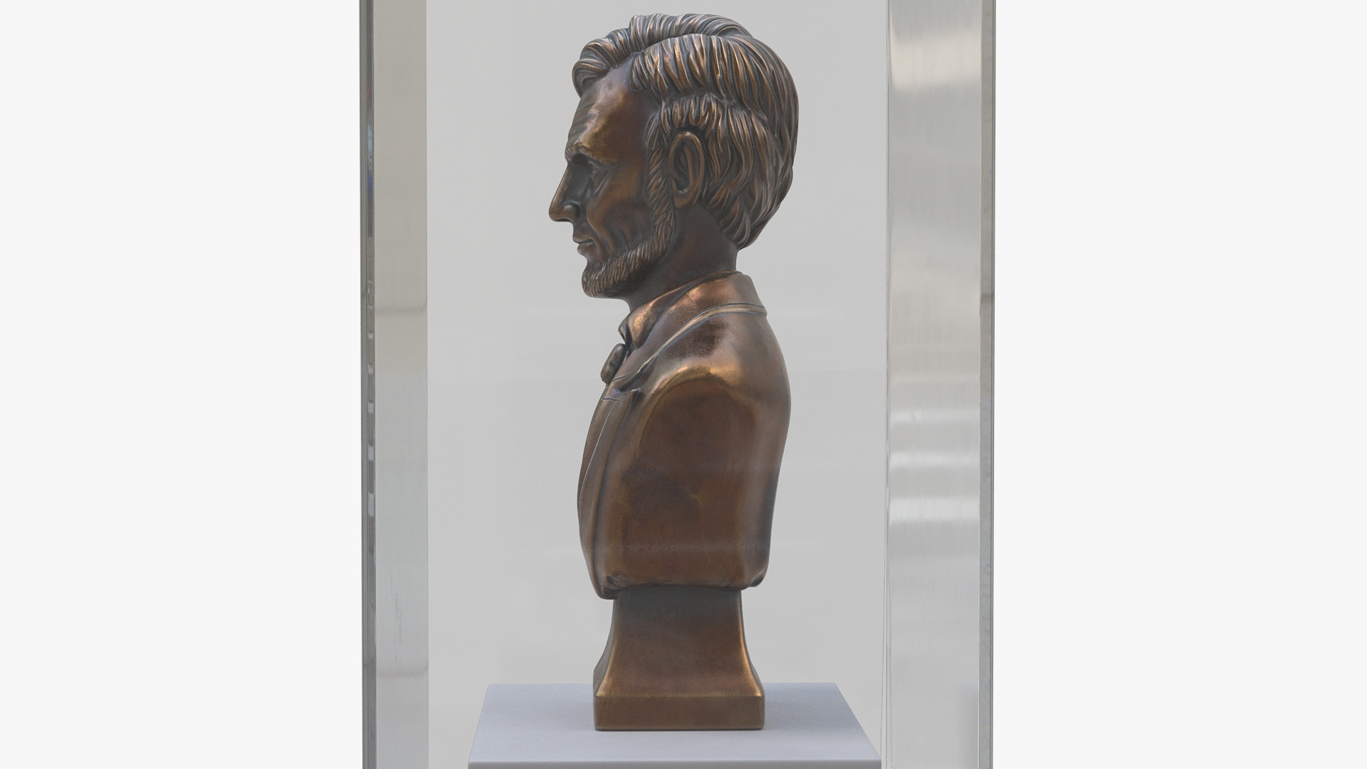 3D Bronze Bust of Lincoln in Museum Stand model