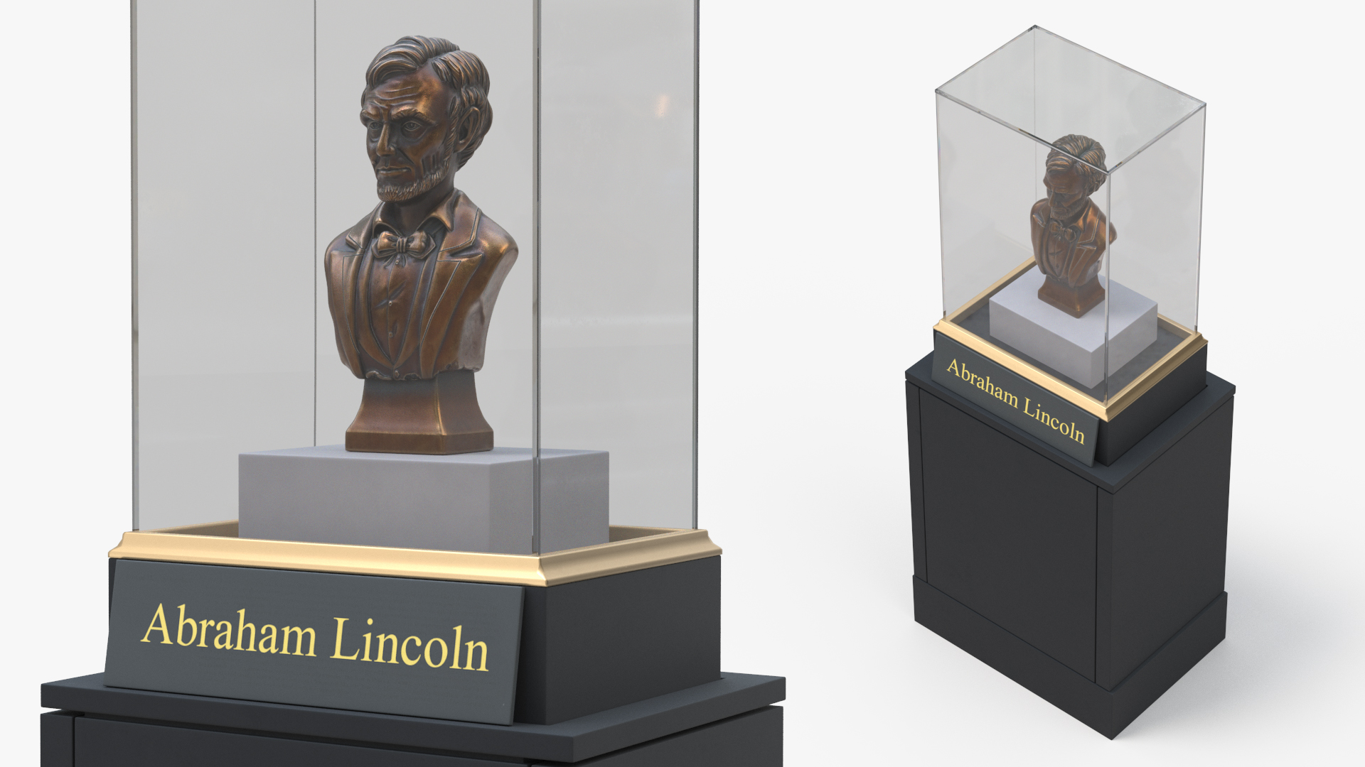 3D Bronze Bust of Lincoln in Museum Stand model