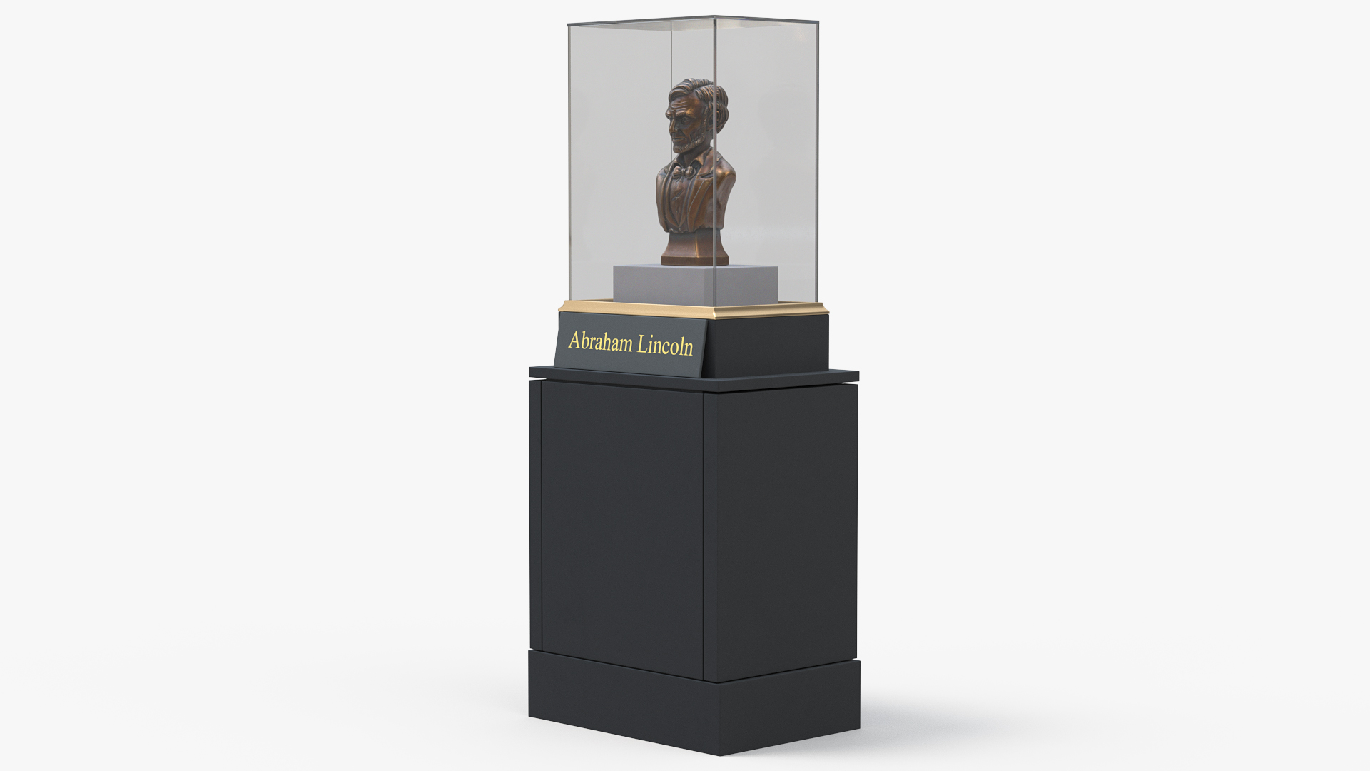 3D Bronze Bust of Lincoln in Museum Stand model