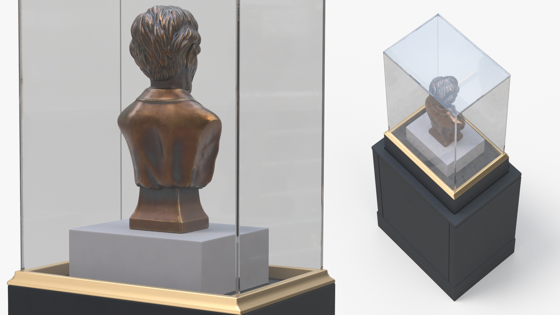3D Bronze Bust of Lincoln in Museum Stand model