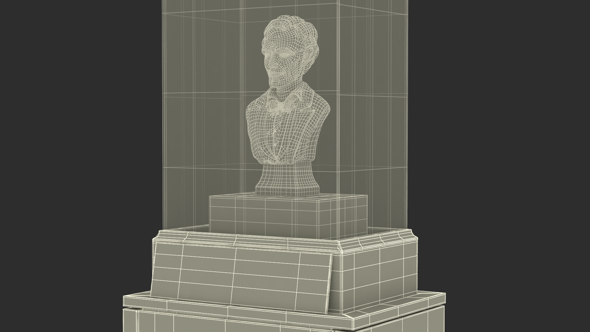 3D Bronze Bust of Lincoln in Museum Stand model