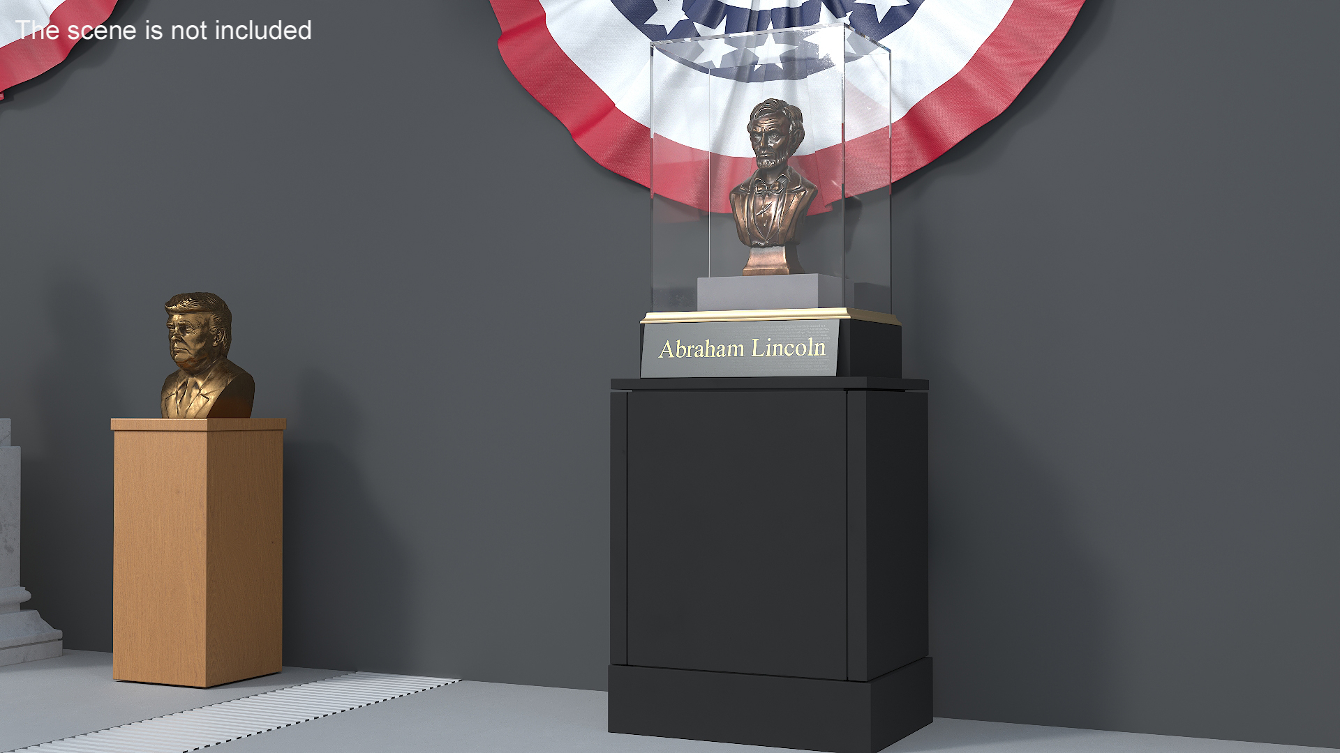 3D Bronze Bust of Lincoln in Museum Stand model