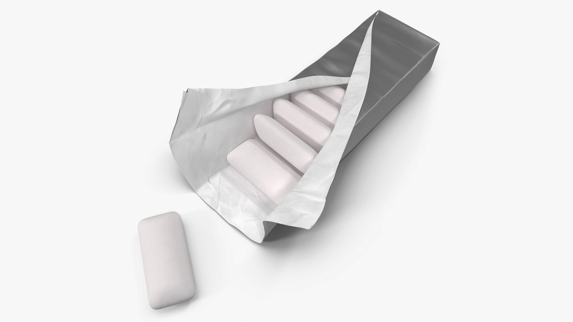 Chewing Gum Foil Package Open with Pads 3D model