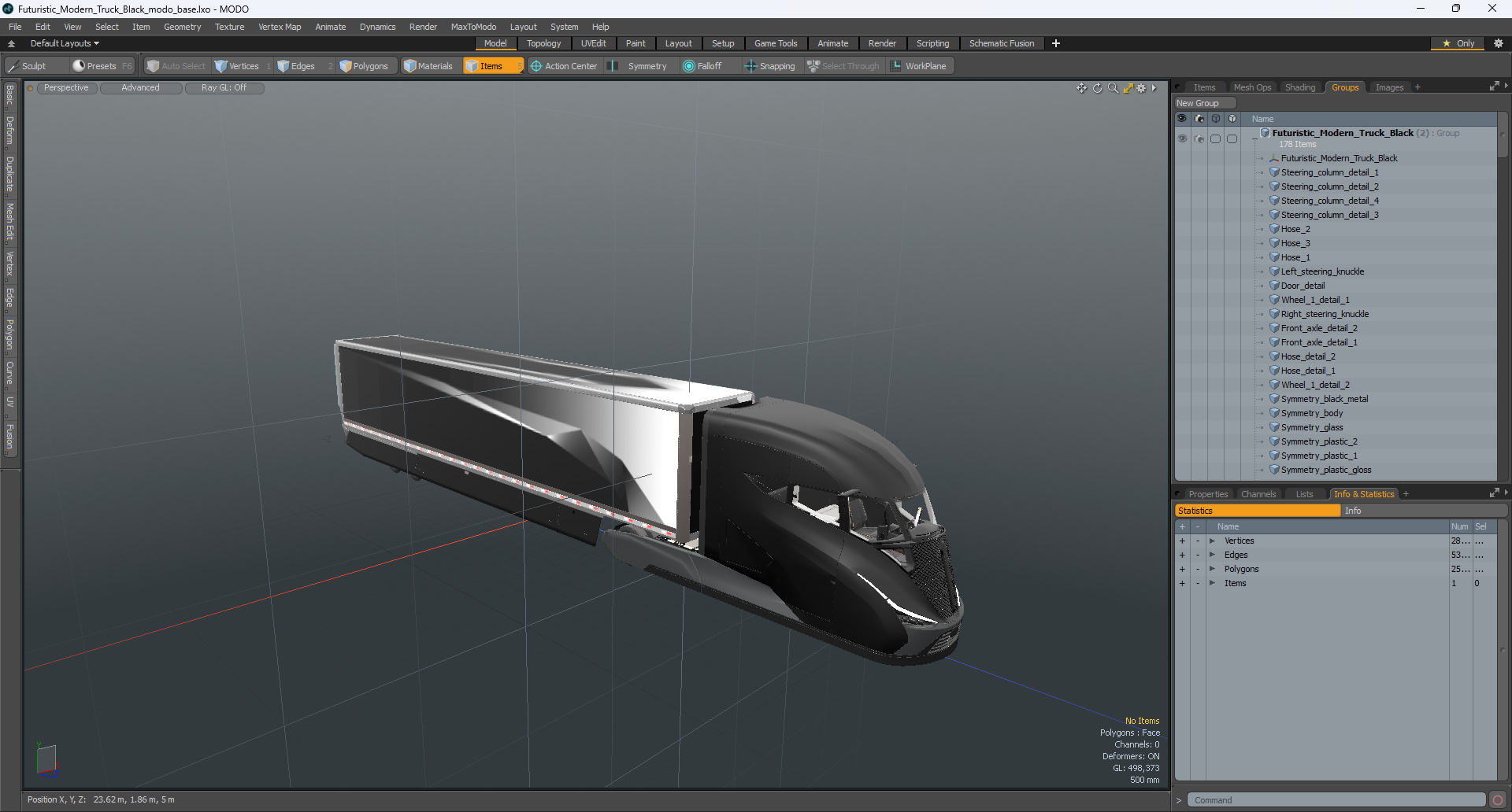 Futuristic Modern Truck Black 3D model