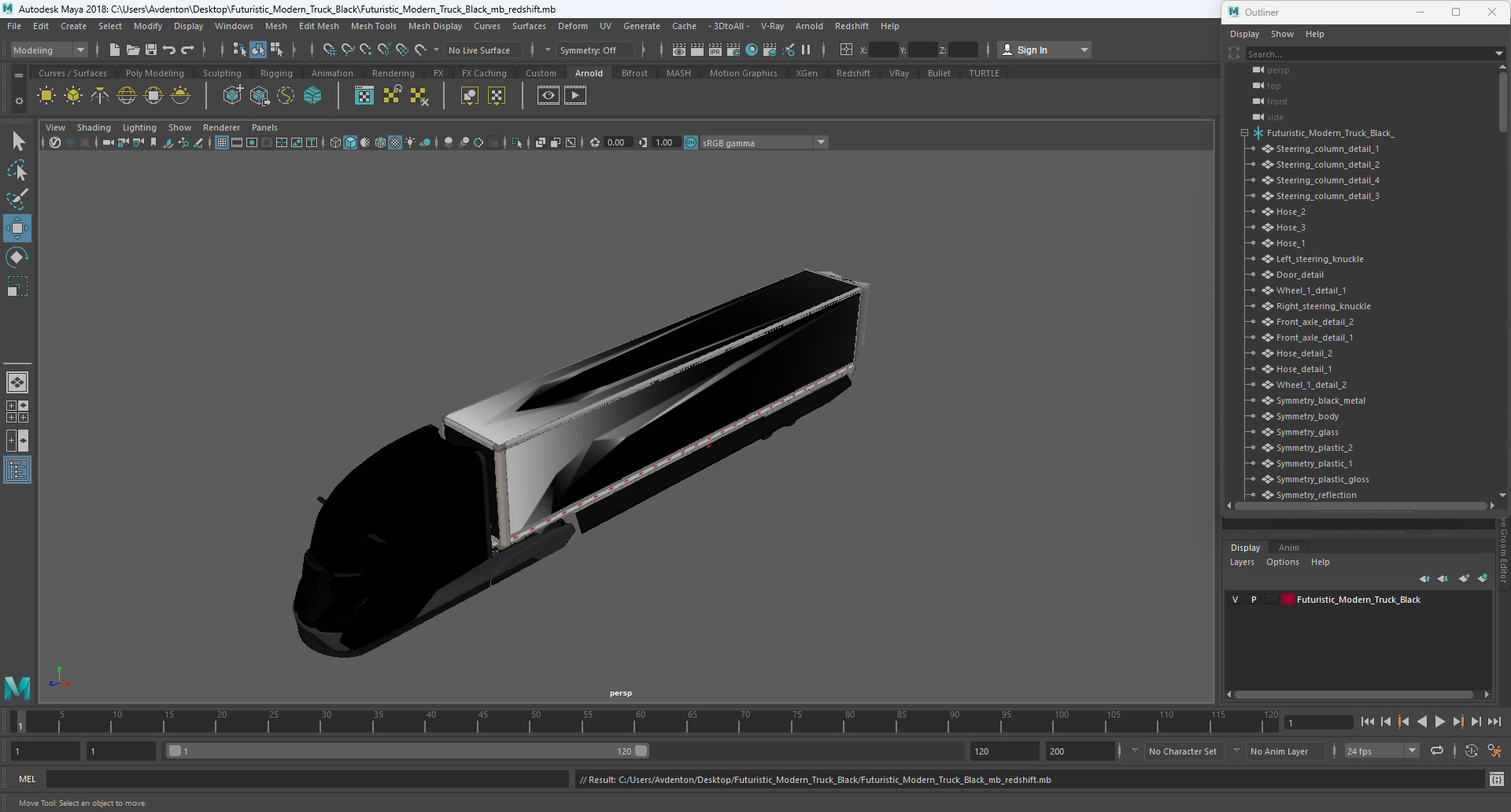 Futuristic Modern Truck Black 3D model