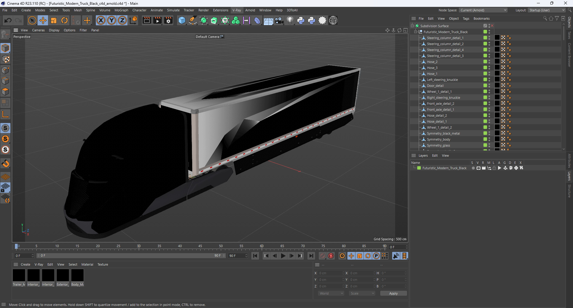 Futuristic Modern Truck Black 3D model