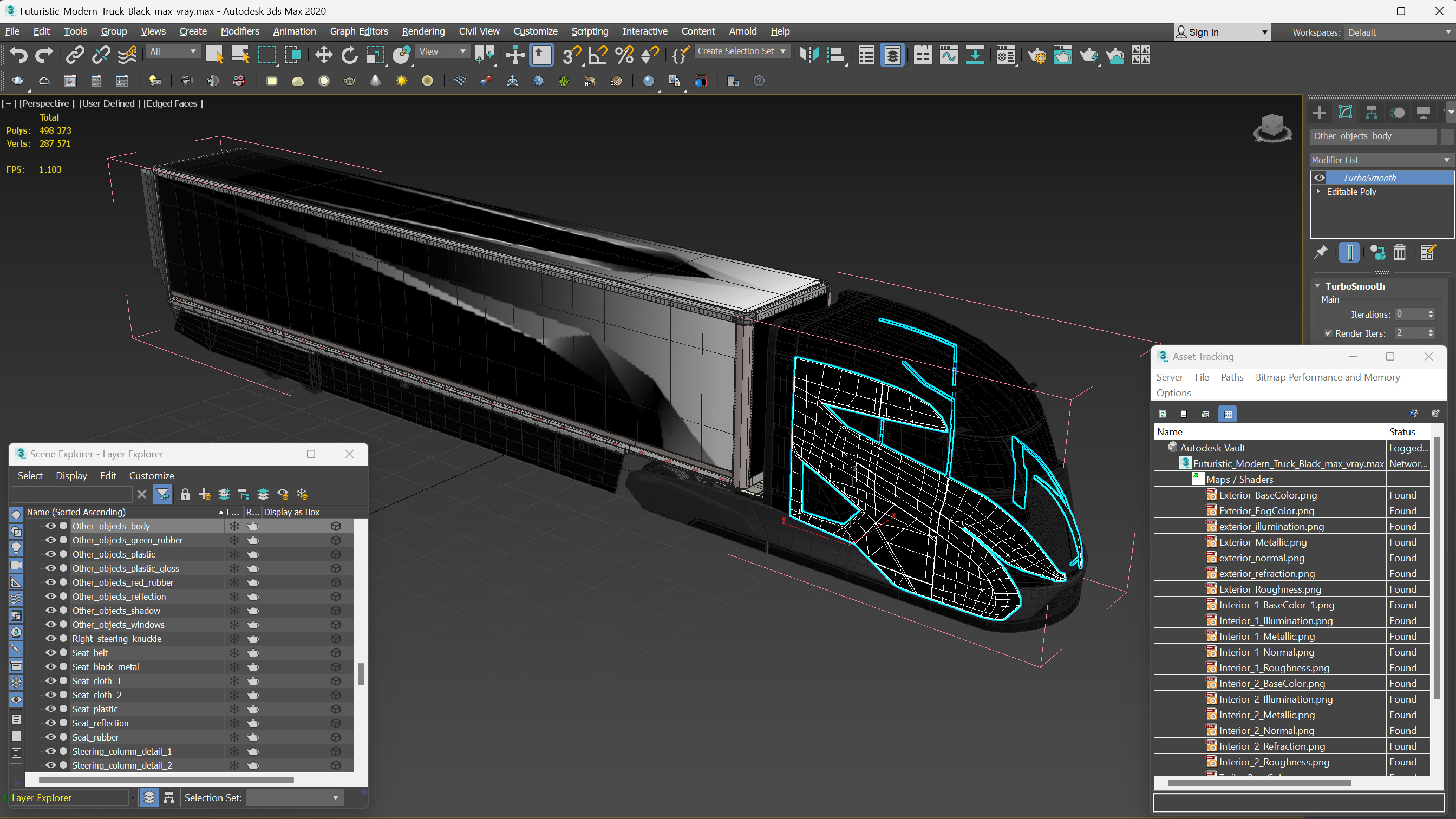 Futuristic Modern Truck Black 3D model
