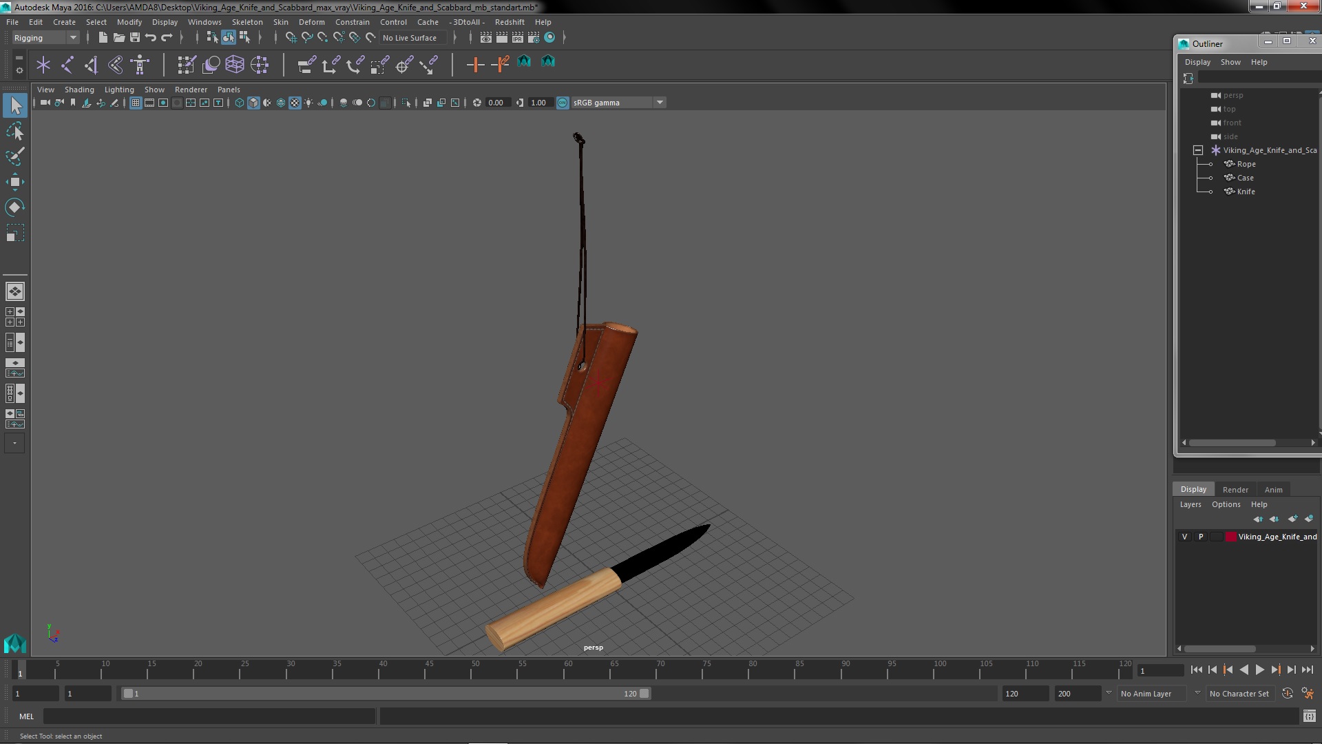 Viking Age Knife and Scabbard 3D model