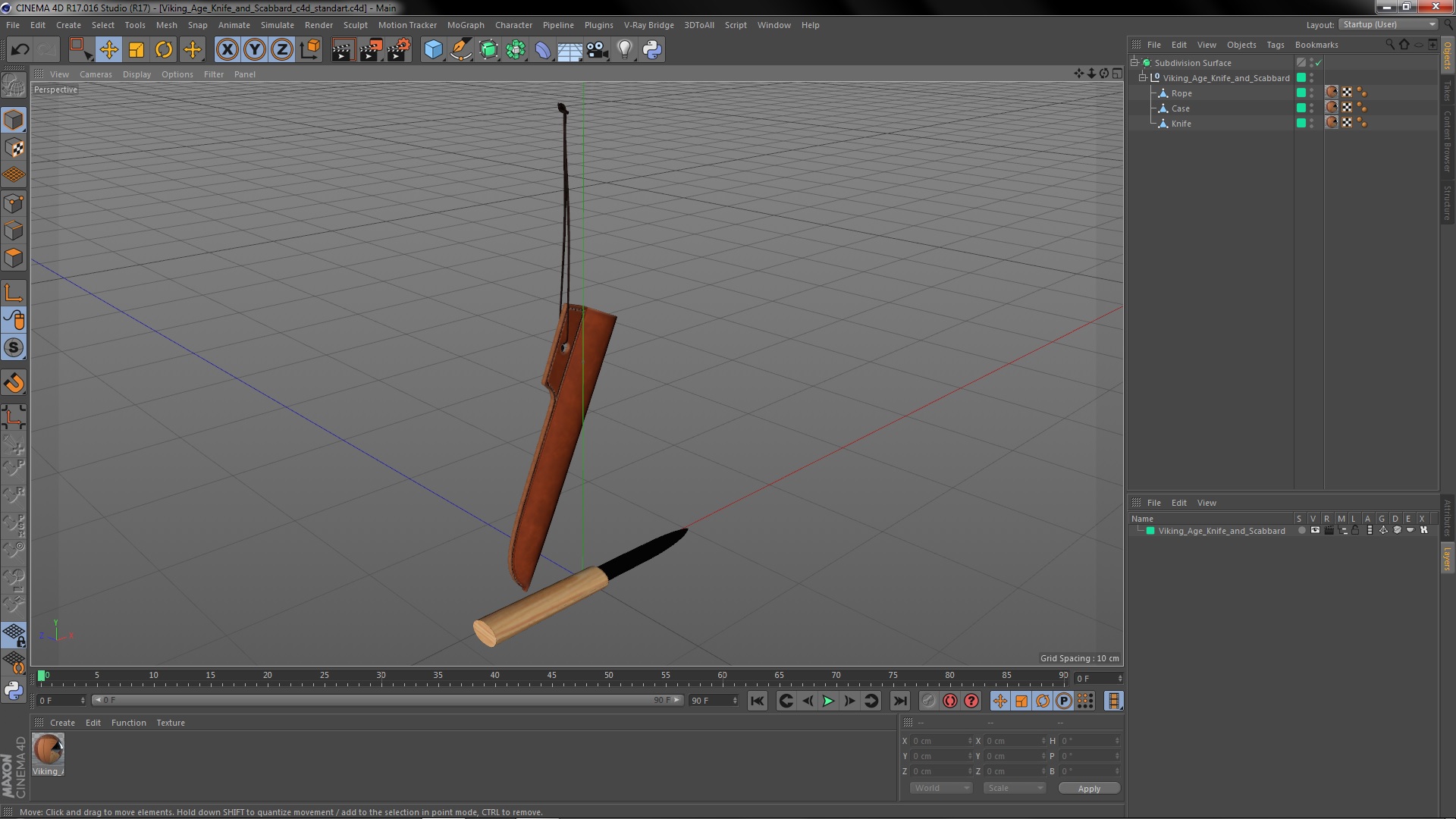 Viking Age Knife and Scabbard 3D model