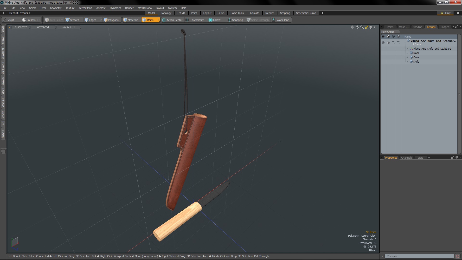 Viking Age Knife and Scabbard 3D model