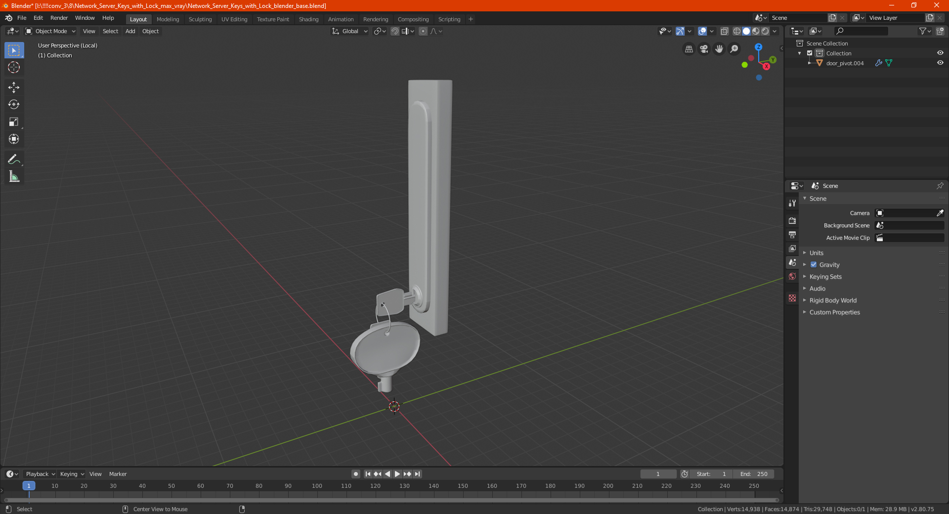 Network Server Keys with Lock 3D model