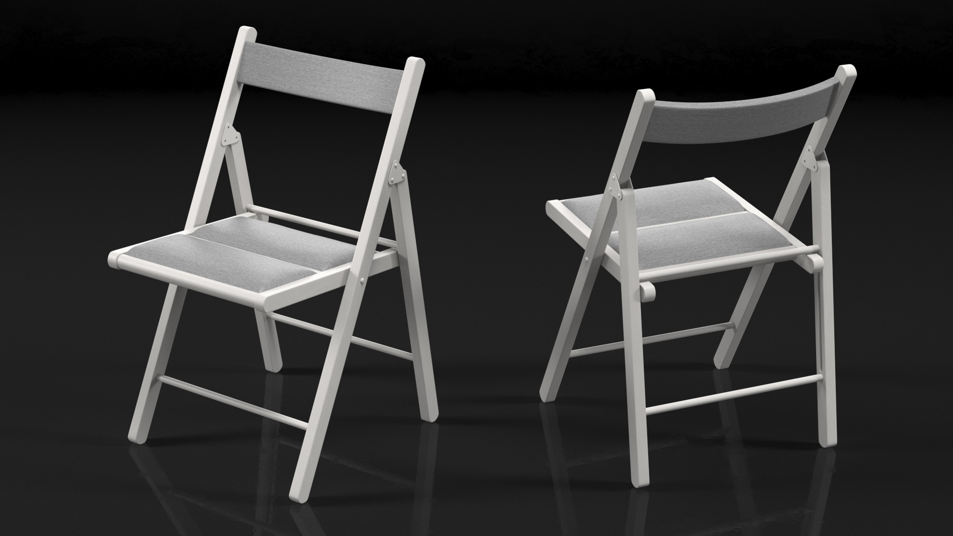 Soft Seat Folding Chair White Open 3D model