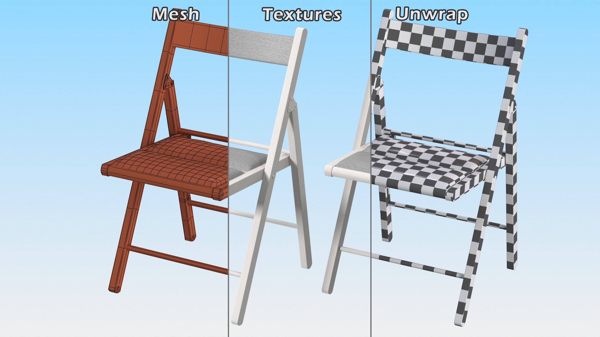 Soft Seat Folding Chair White Open 3D model