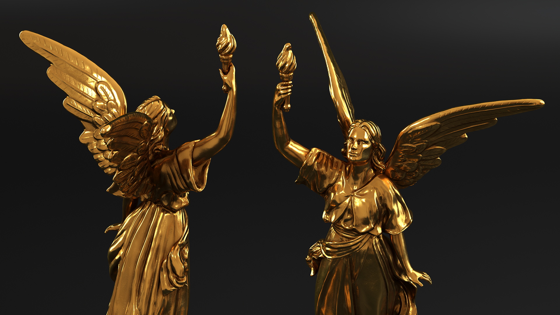 3D model Fantasy Gold Angel Statue