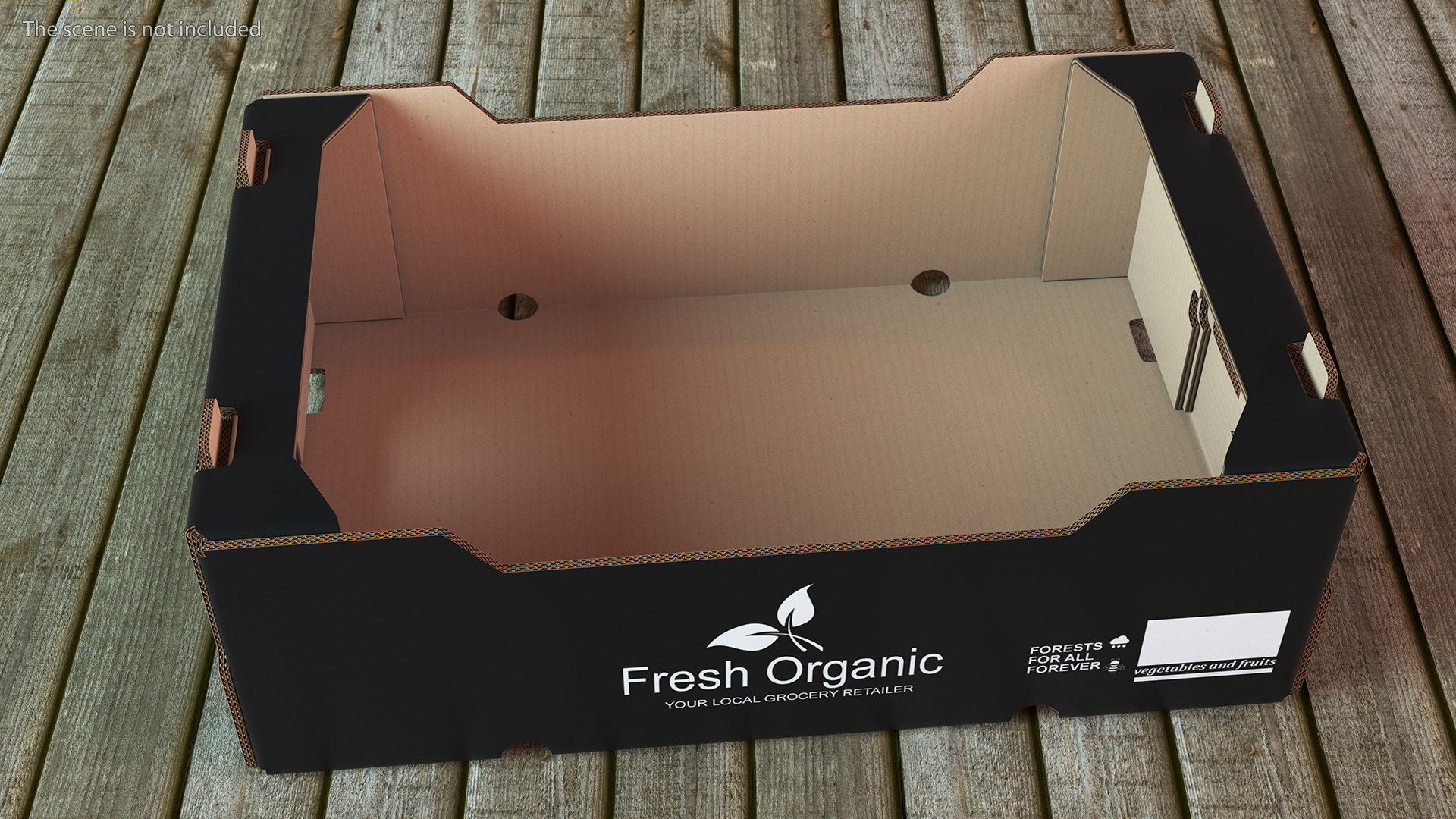 3D Corrugated Paper Fruit Tray Box Black Print model