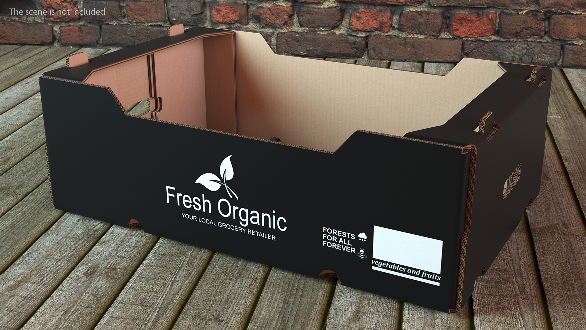 3D Corrugated Paper Fruit Tray Box Black Print model