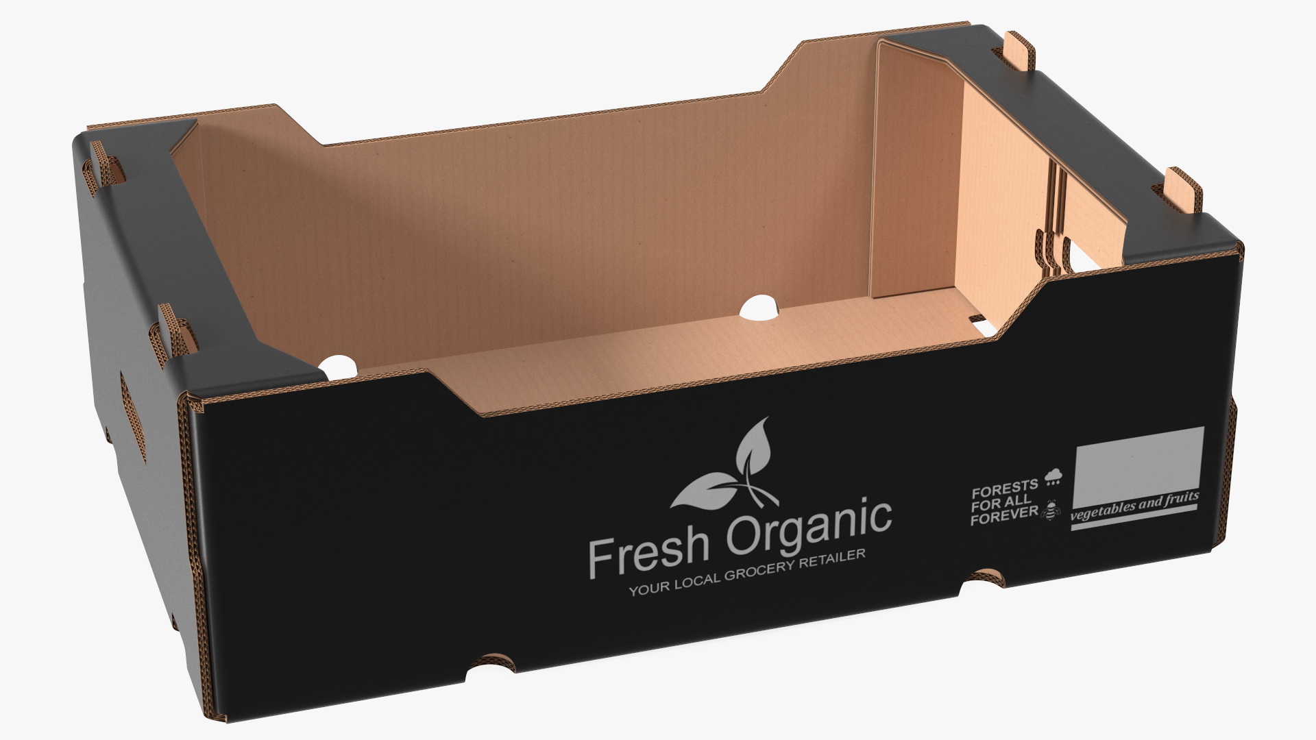 3D Corrugated Paper Fruit Tray Box Black Print model