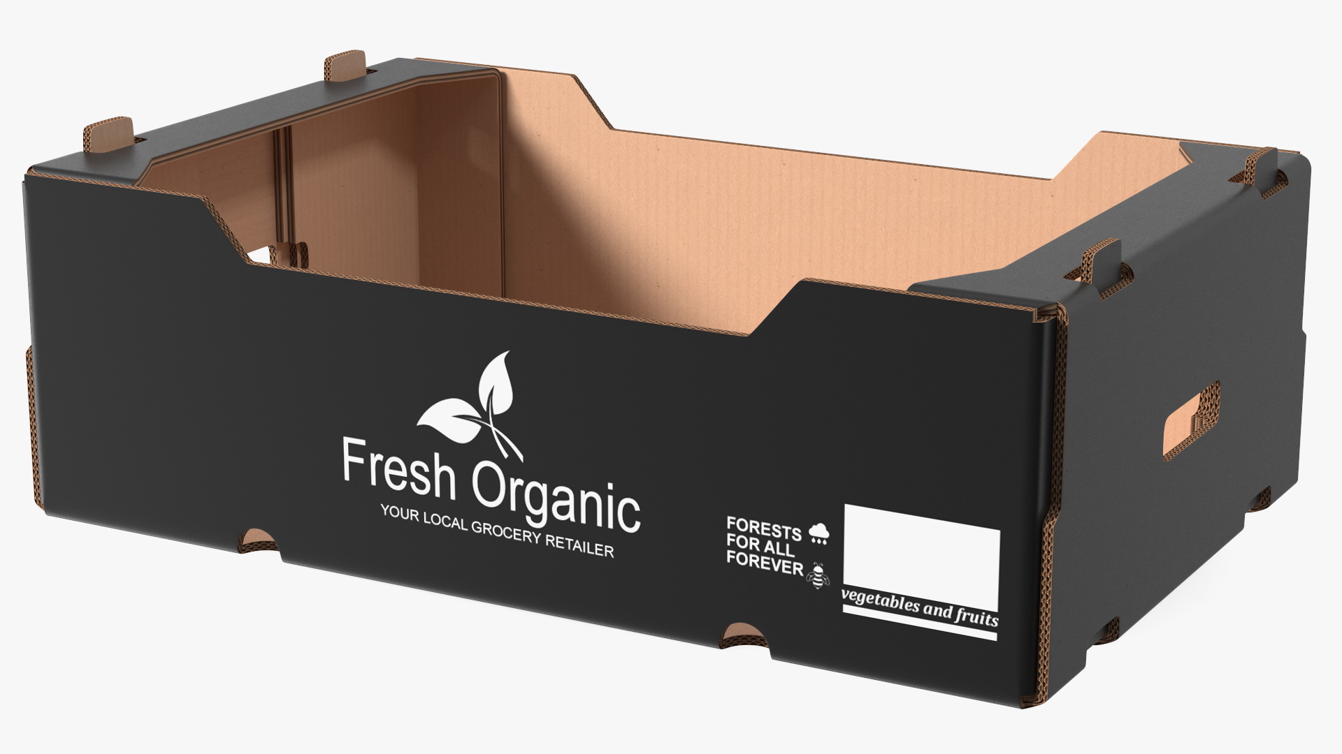 3D Corrugated Paper Fruit Tray Box Black Print model