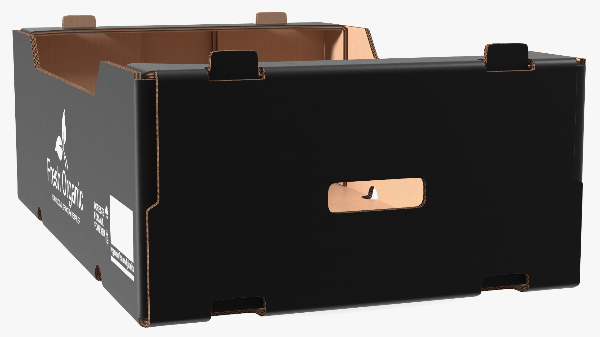 3D Corrugated Paper Fruit Tray Box Black Print model