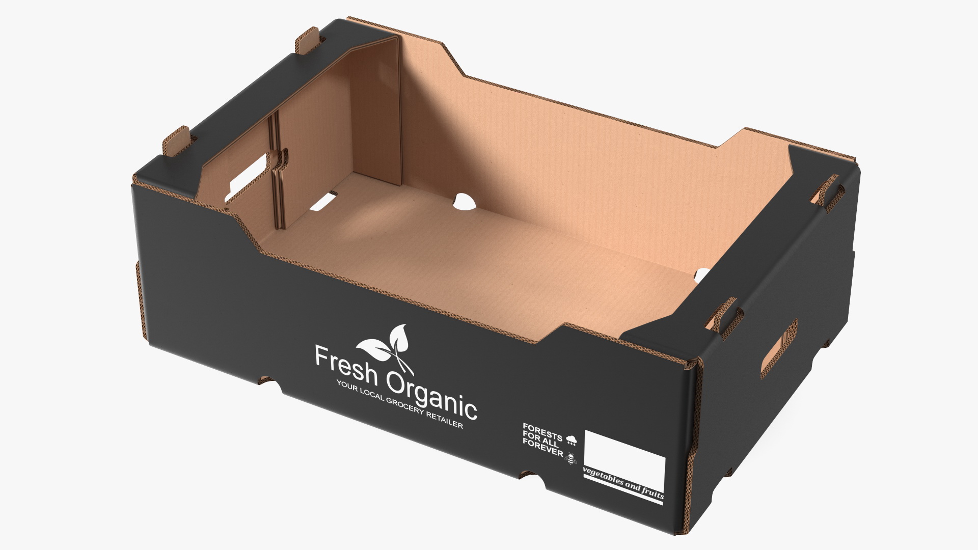 3D Corrugated Paper Fruit Tray Box Black Print model