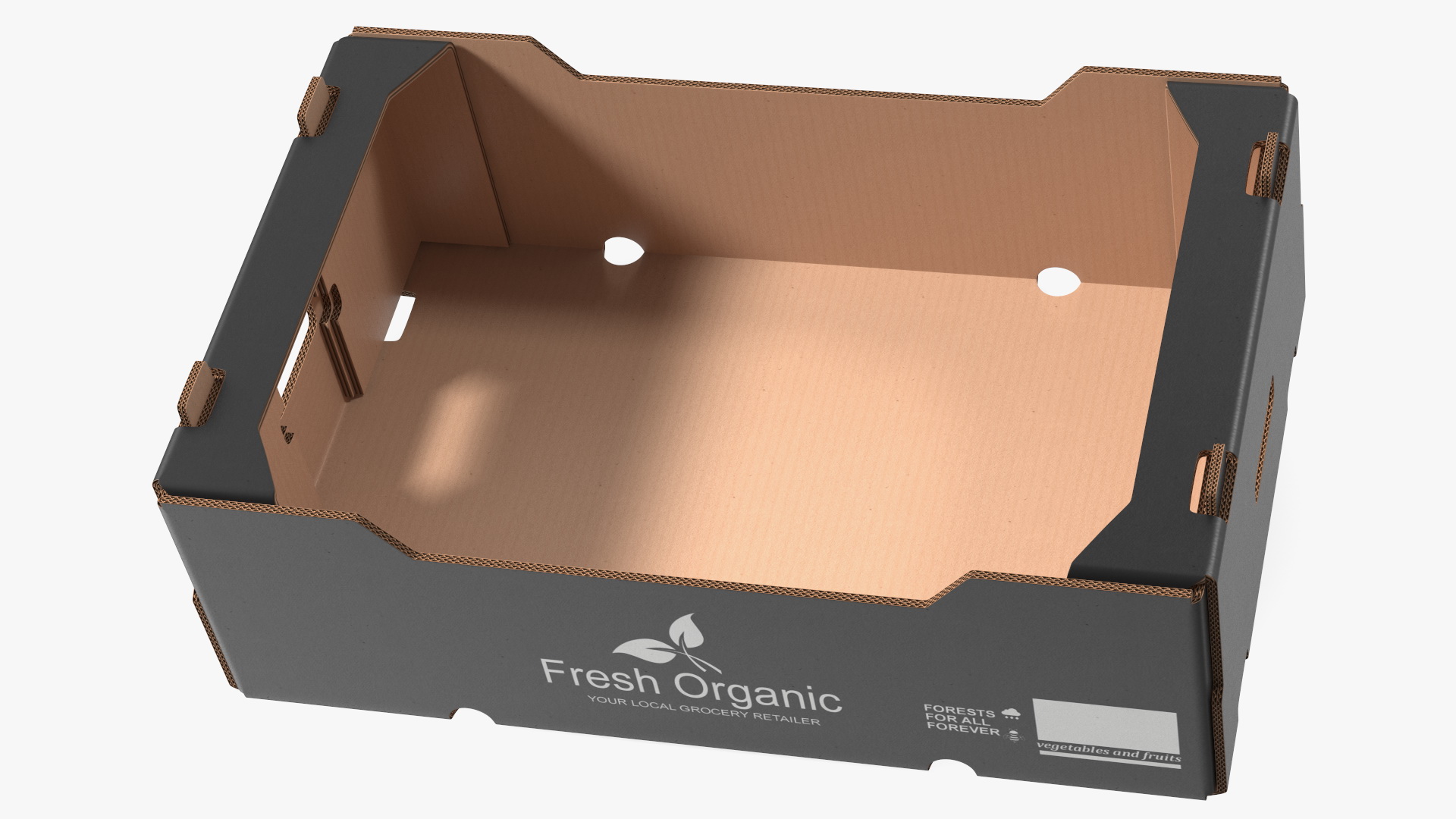 3D Corrugated Paper Fruit Tray Box Black Print model