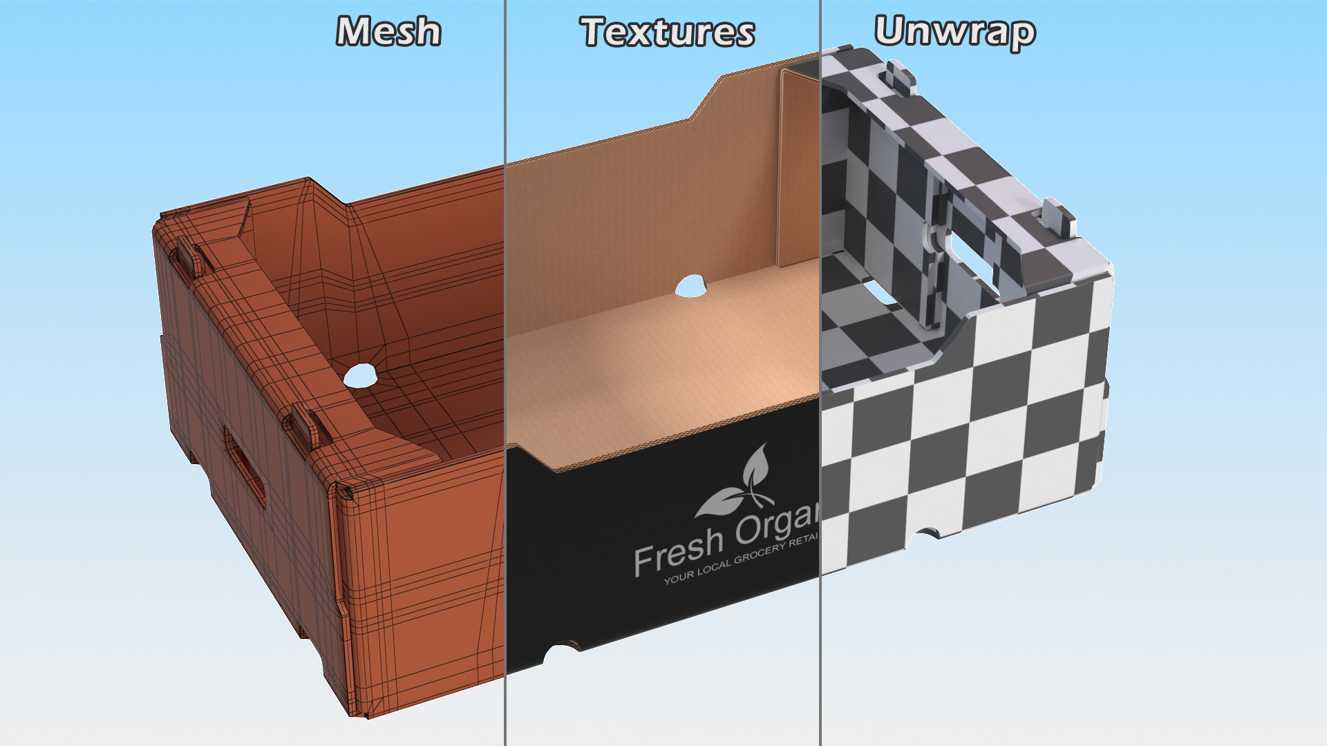 3D Corrugated Paper Fruit Tray Box Black Print model