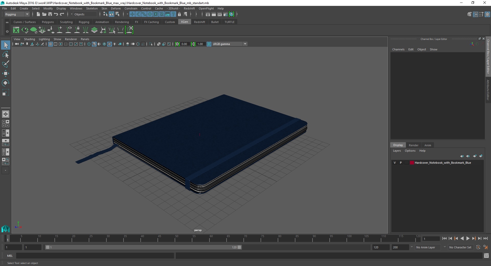 Hardcover Notebook with Bookmark Blue 3D