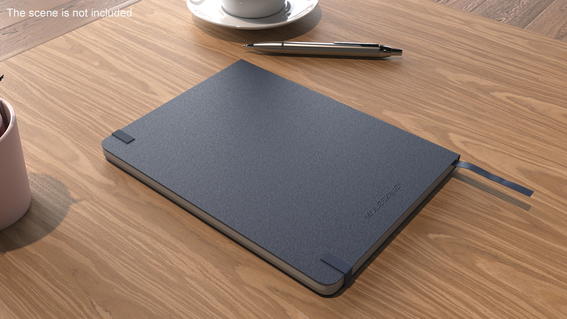 Hardcover Notebook with Bookmark Blue 3D
