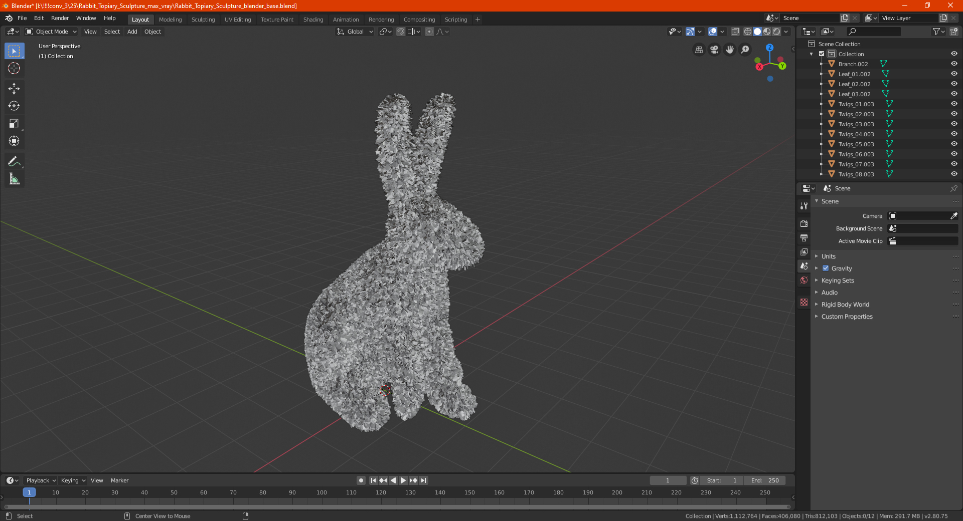 Rabbit Topiary Sculpture 3D model