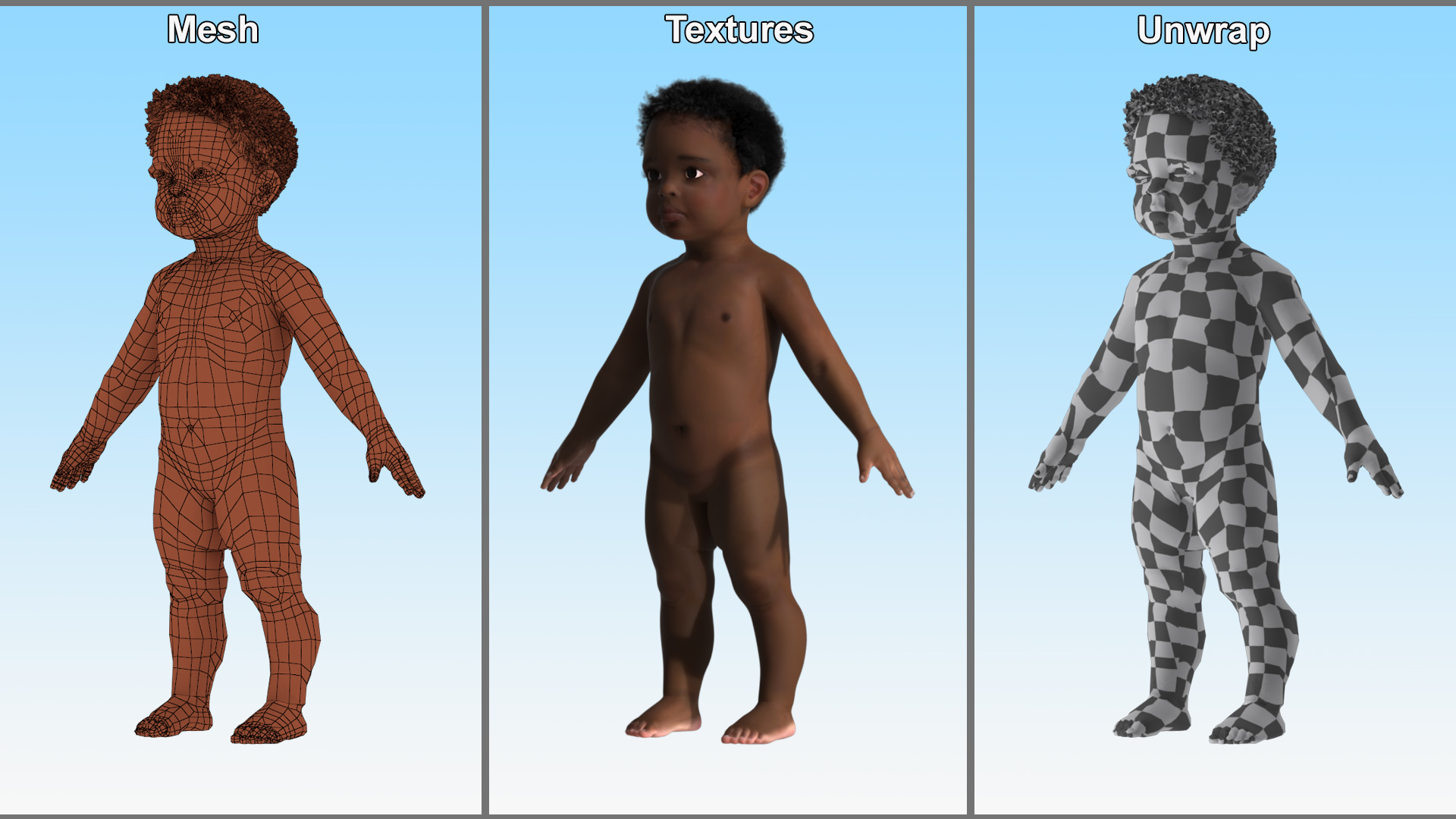 3D African Baby Boy