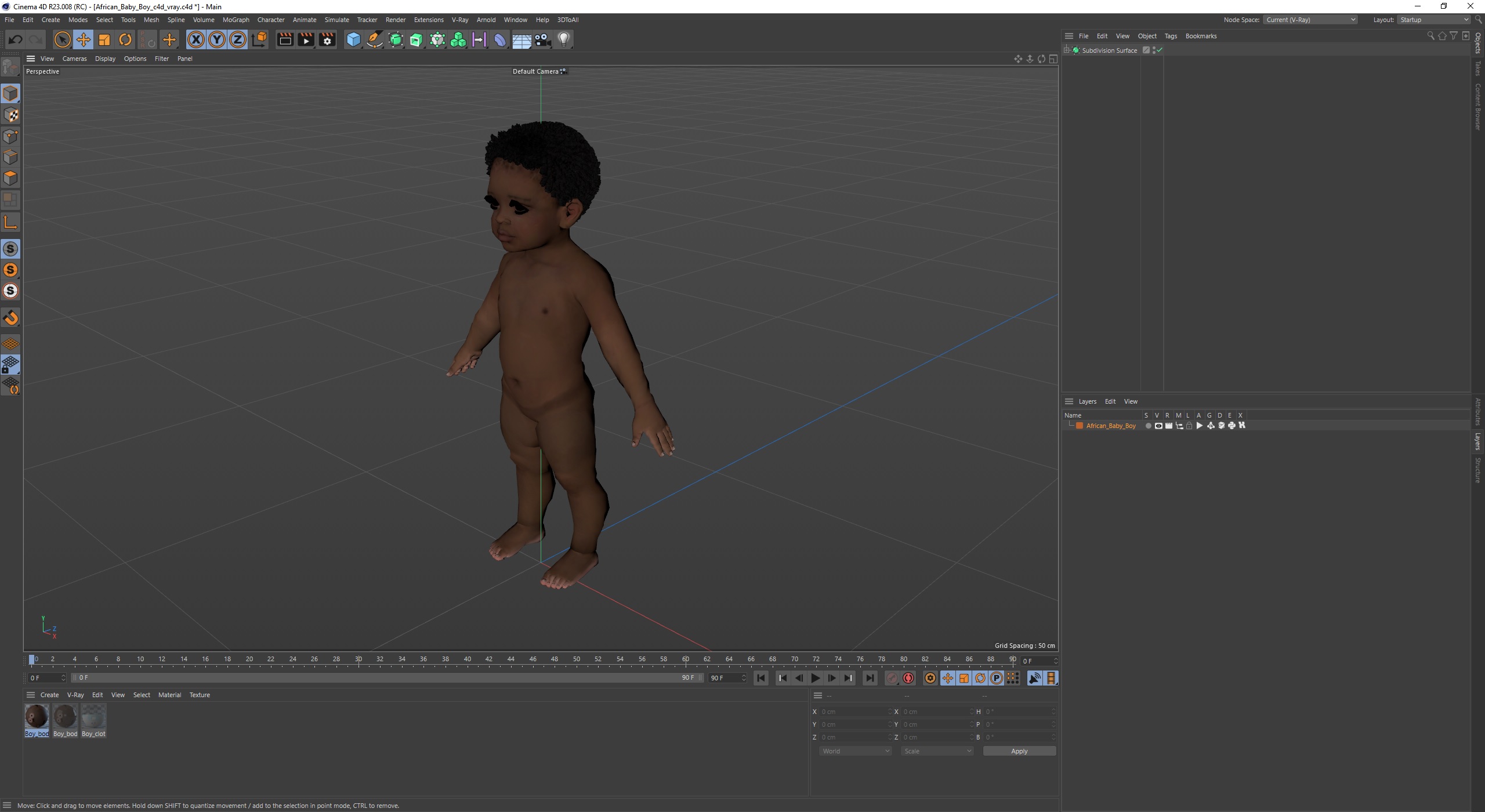 3D African Baby Boy