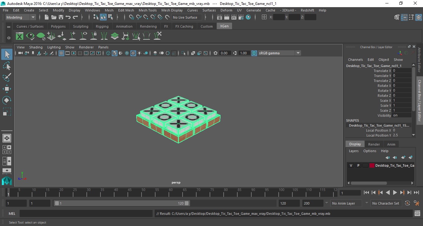 Desktop Tic Tac Toe Game 3D model