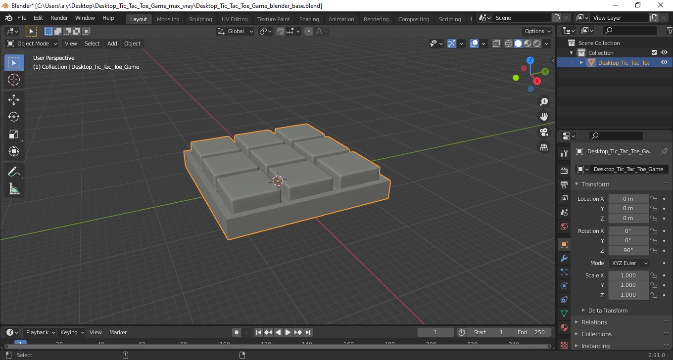 Desktop Tic Tac Toe Game 3D model