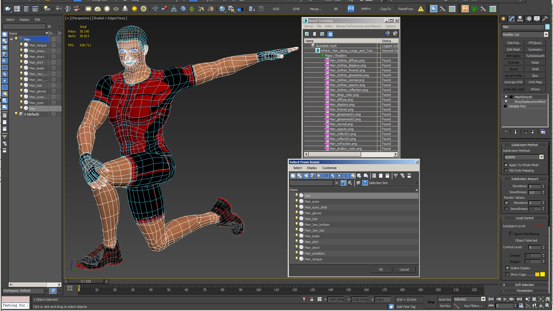 Athletic Man doing Lunge and Twist 3D model