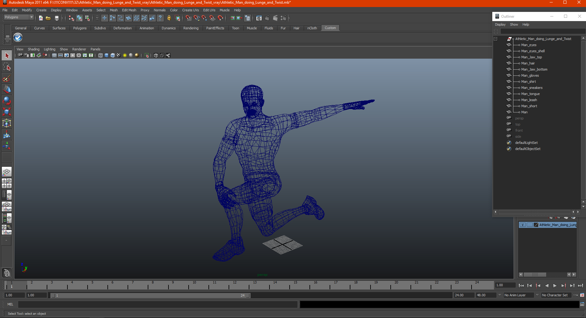 Athletic Man doing Lunge and Twist 3D model