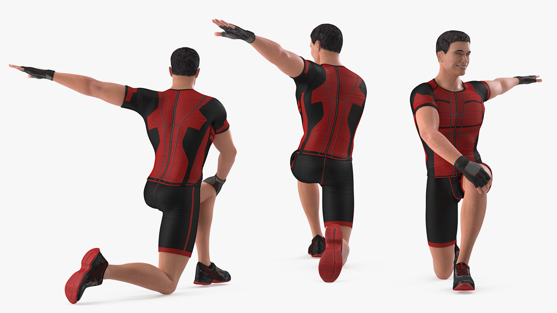 Athletic Man doing Lunge and Twist 3D model