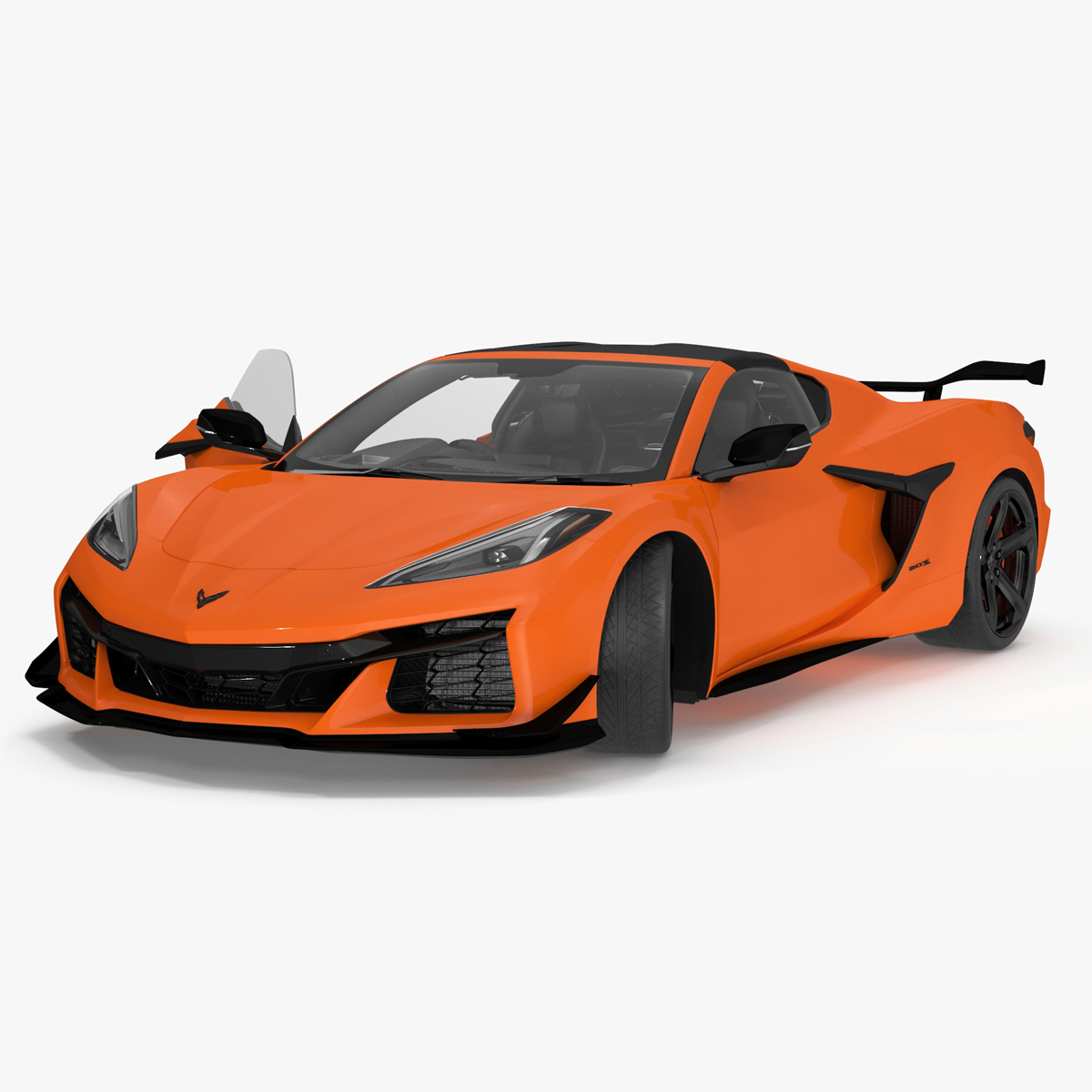 3D 2023 Chevy Corvette Z0 Coupe Orange Rigged for Maya