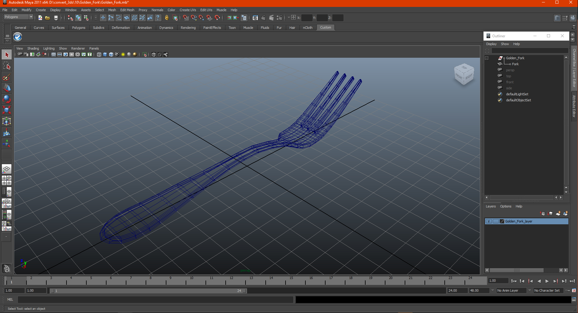 3D Golden Fork