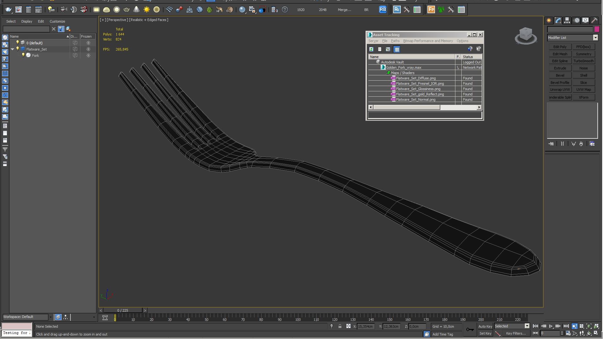 3D Golden Fork