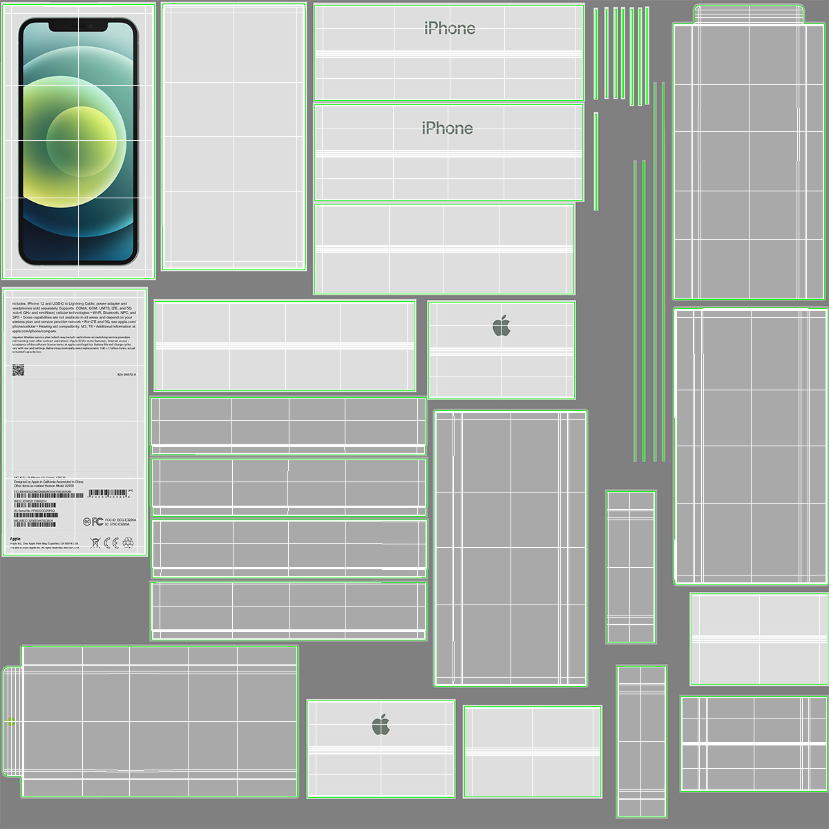 iPhone 12 Package Box Green 3D
