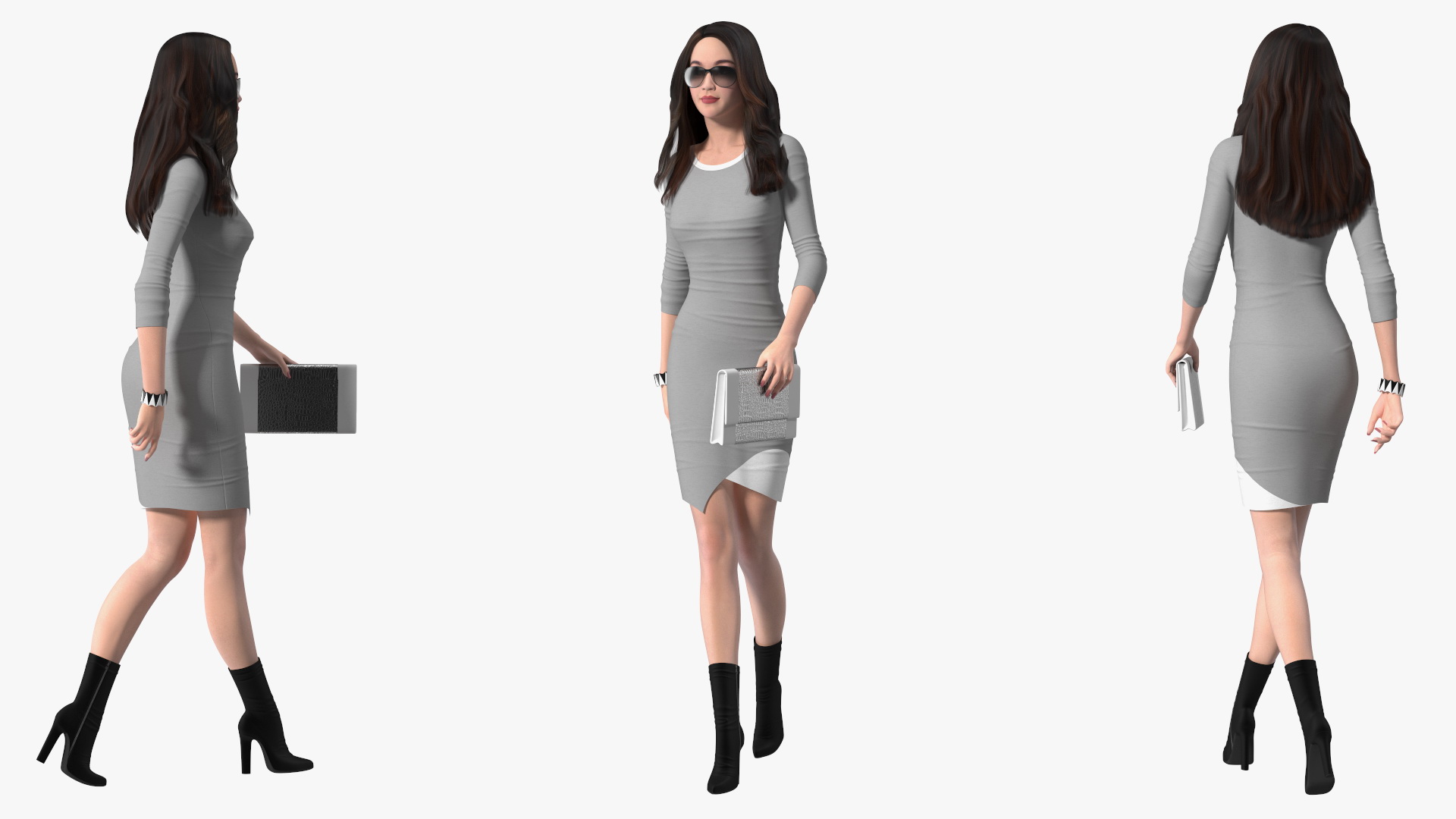 3D Chinese Woman Walking Pose