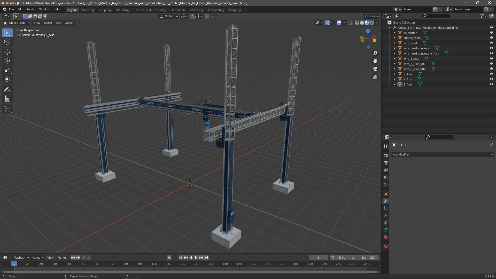 Cobod 3D Printer Module for House Building 3D