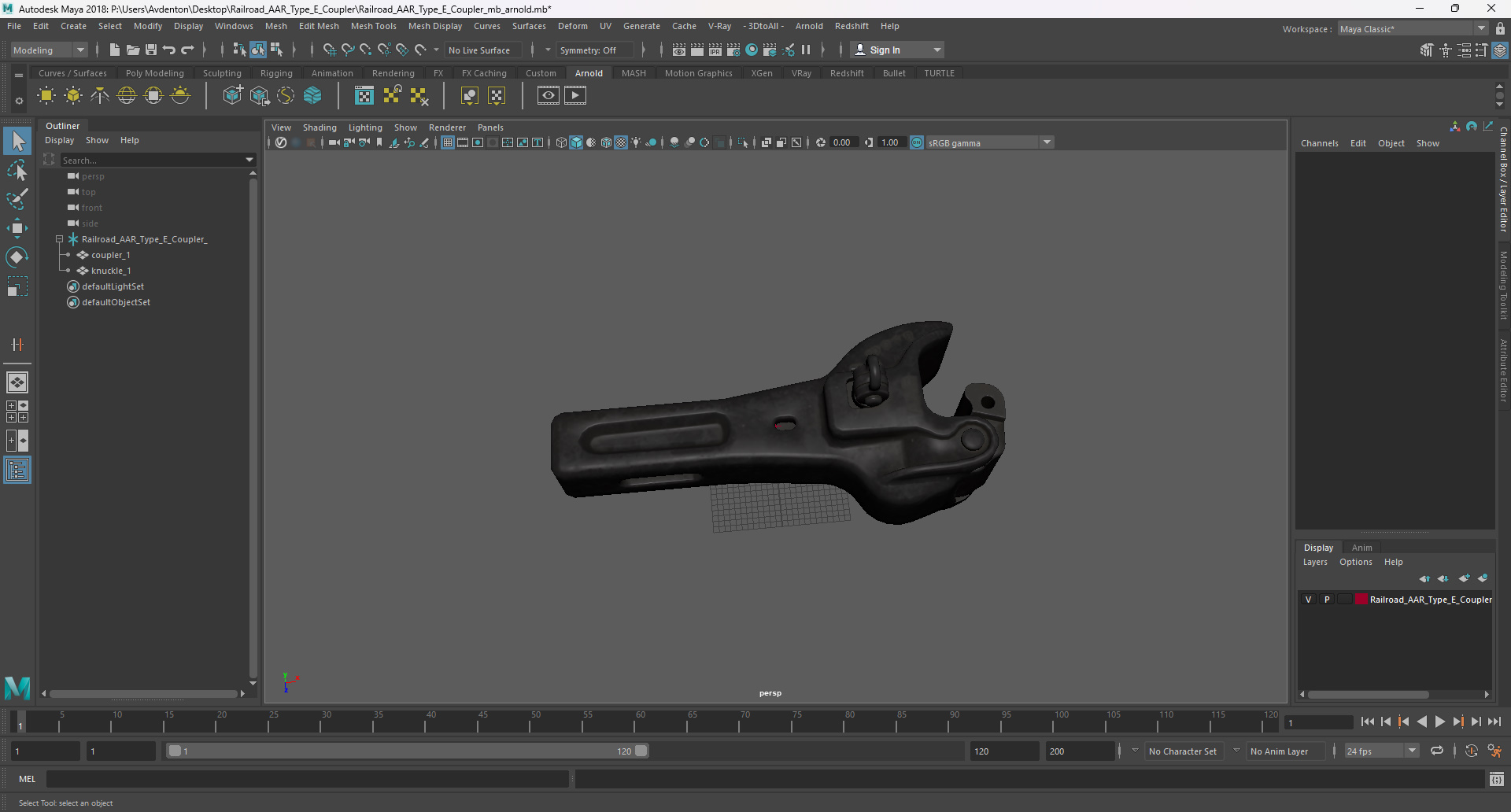 Railroad AAR Type E Coupler 3D