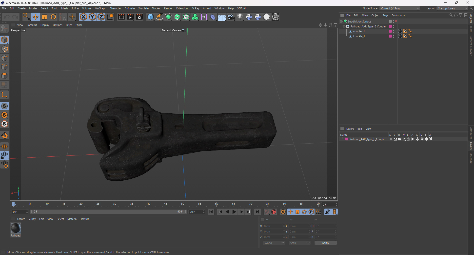 Railroad AAR Type E Coupler 3D